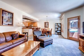 Smart TV, fireplace, DVD player, books