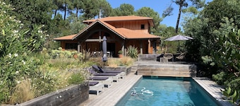 Lège Cap Ferret - Houten villa met verwarmd zwembad van alle gemakken voorzien