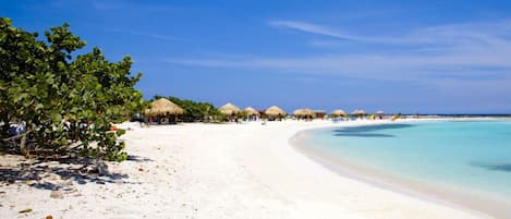 Playa en los alrededores, camastros y toallas de playa 