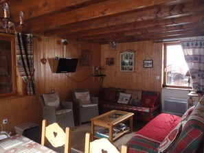 Téléviseur, foyer, lecteur de DVD, livres