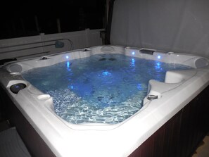 Outdoor spa tub - Oceanside, beach views, steps to beach, hot tub ,pool ,pet friendly (Kitty Hawk)