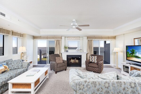 Flat-screen TV, DVD player