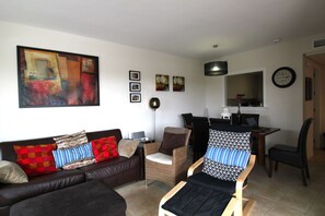 Smart TV, DVD player, books, video library