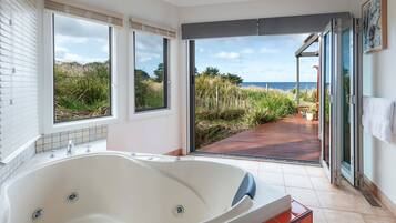 Luxury Villa, 2 Bedrooms, Partial Sea View | Bathroom | Separate bathtub and shower, jetted bath, free toiletries, hair dryer