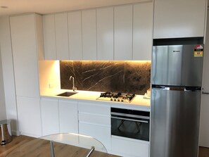 Apartment, 1 Bedroom, Accessible | Private kitchen | Full-size fridge, microwave, oven, stovetop