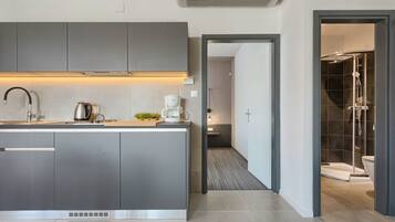 Apartment, 1 Bedroom, Garden View | Private kitchen | Fridge, microwave, stovetop, coffee/tea maker