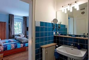 Studio, balkon (Silbermond) | Badkamer | Een douche