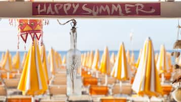 Private beach nearby, sun-loungers, beach umbrellas, beach bar
