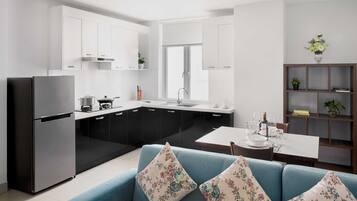 Apartemen, 1 kamar tidur | Dapur pribadi | Mesin pembuat kopi/teh dan ketel listrik