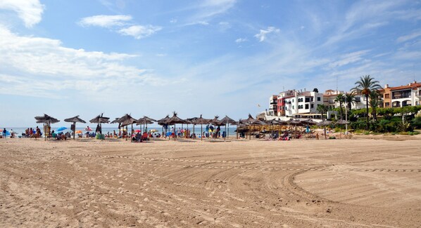 بالقرب من الشاطئ، كراسي للتشمس