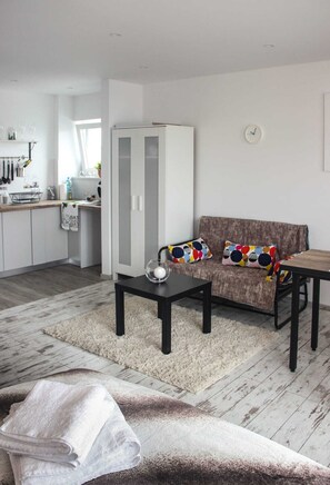 Comfort Apartment, 1 Double Bed with Sofa bed, Non Smoking, City View | Living room | Flat-screen TV - Sunny City Center Apartment (Warsaw)