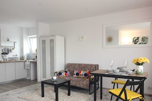 Comfort Apartment, 1 Double Bed with Sofa bed, Non Smoking, City View | Living room | Flat-screen TV - Sunny City Center Apartment (Warsaw)