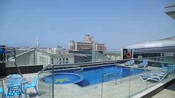 Outdoor pool, pool umbrellas