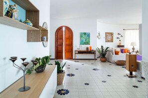 Panoramic Villa, 4 Bedrooms, Sea View | Living area | Flat-screen TV, DVD player