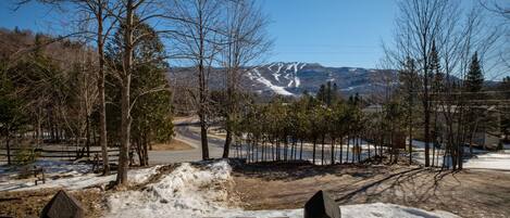 A view of a mountain range with a clear sky.