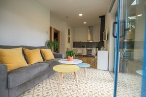 Hytte, 1 soverom (Rio) | Eget kjøkken | Kjøleskap, mikrobølgeovn, kokeplater og kaffetrakter/tekoker