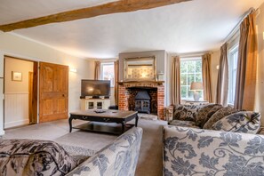TV, fireplace, video game console, DVD player