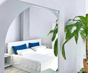 Family Quadruple Room, 1 Bedroom, Sea View | Hypo-allergenic bedding, in-room safe, individually decorated