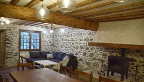 Télévision, cheminée, livres