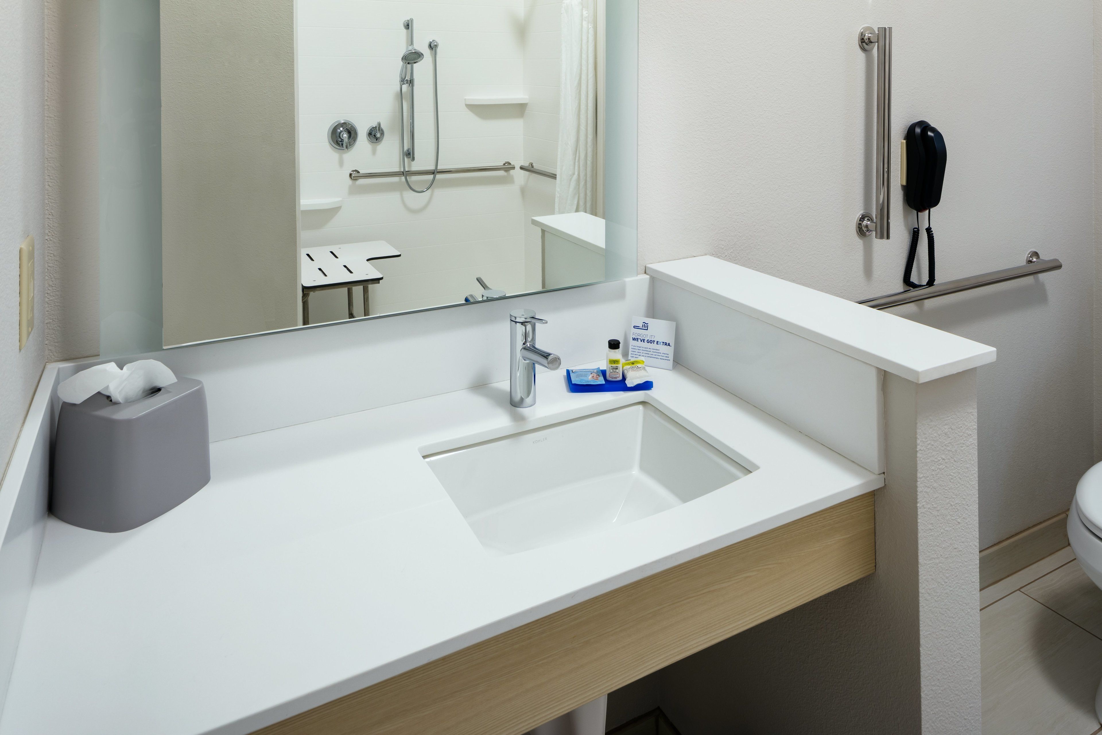 standard room, 1 king bed, roll-in shower (mobility, roll-in shower) | bathroom | combined shower/bathtub, free toiletries, hair dryer, towels