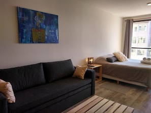 Studio, City View | Living area | 43-inch Smart TV with satellite channels, TV, Netflix - Apt Centro Bariloche Cochera Incluida I (San Carlos de Bariloche)
