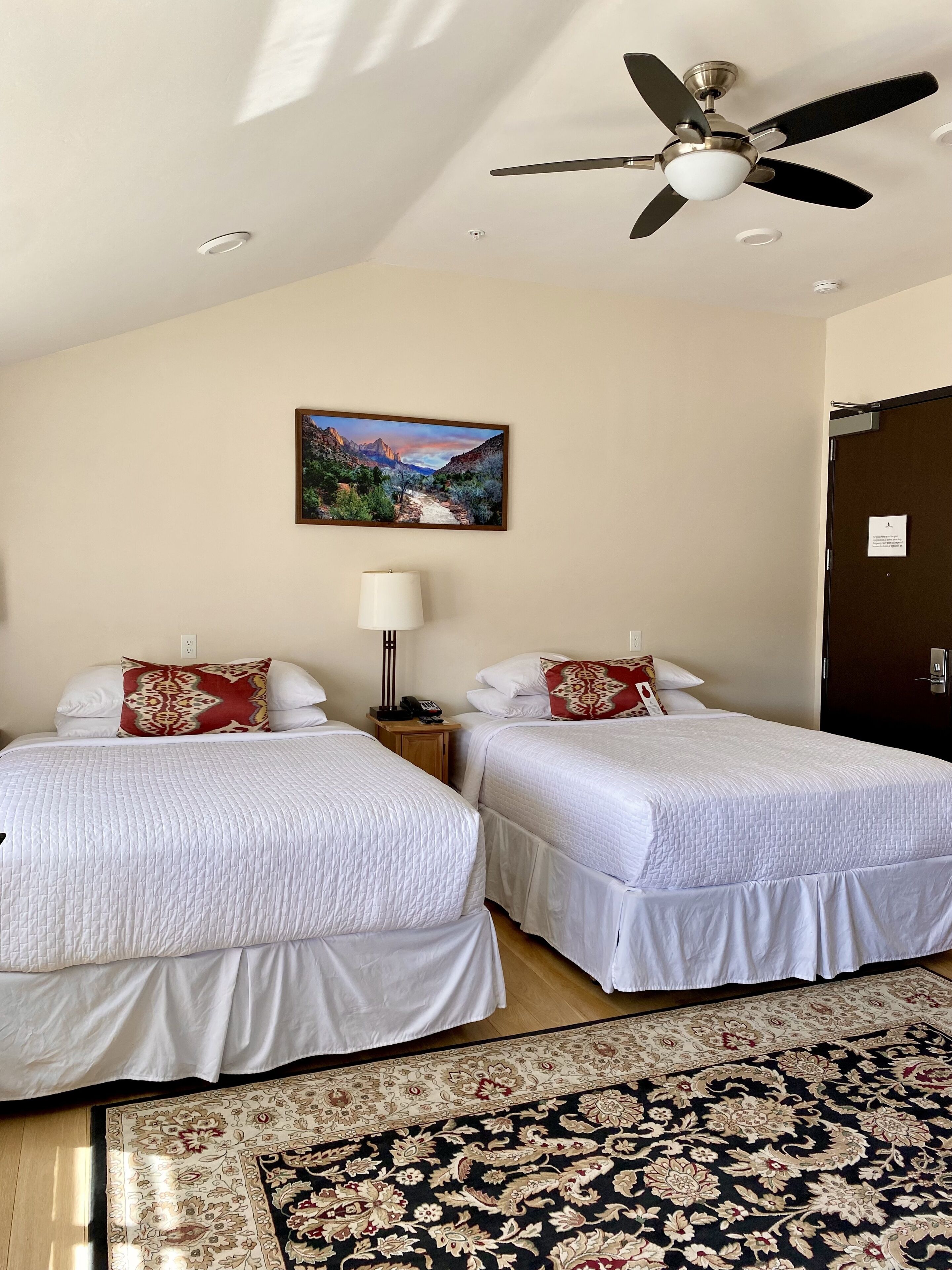 desk, blackout curtains, free wifi, bed sheets