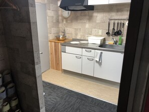 Apartment 301 | Private kitchenette | Fridge, microwave, stovetop, electric kettle - Apollo Properties (Osaka)