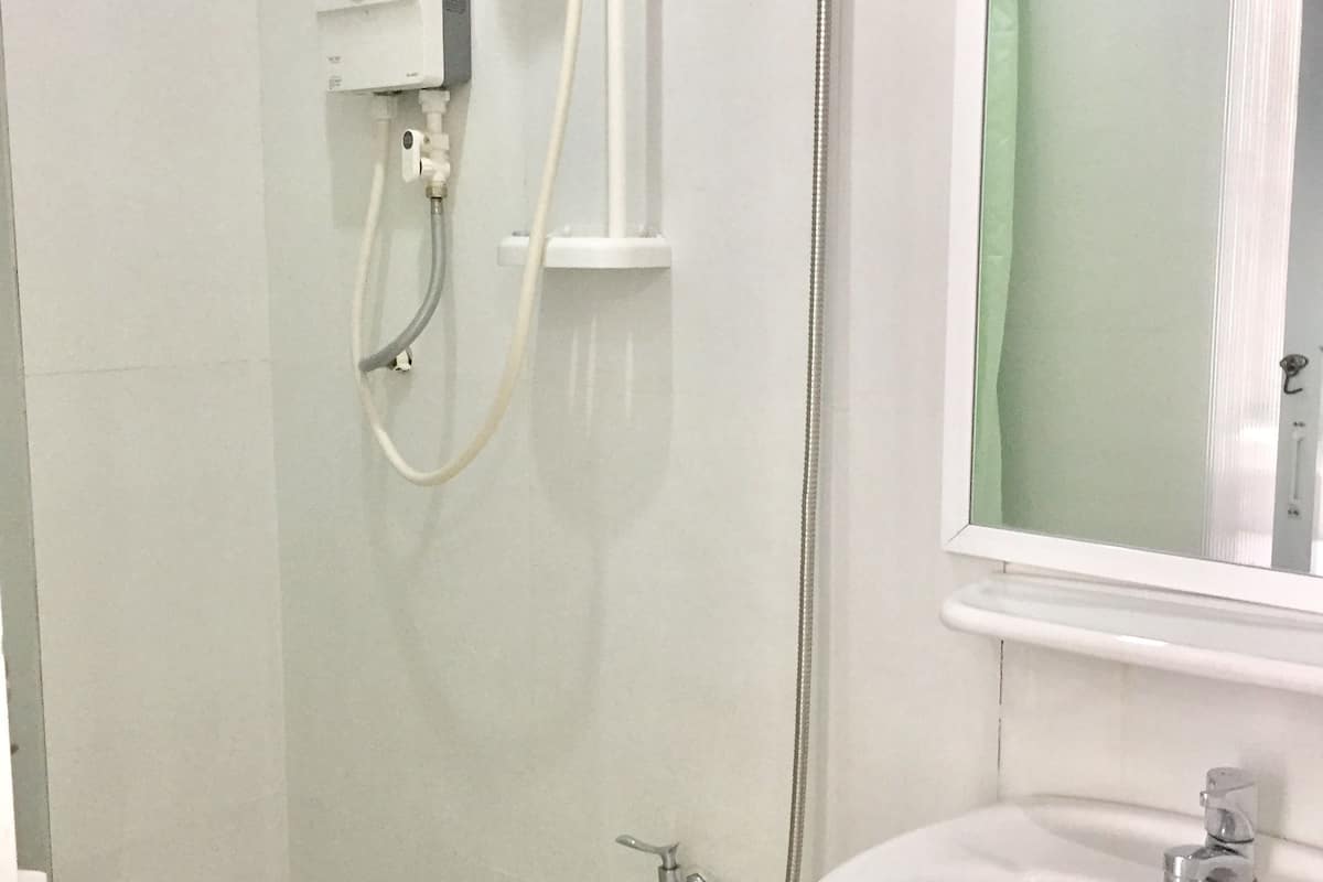 shower, free toiletries, hair dryer, slippers