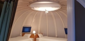 Habitación con 2 camas individuales | Escritorio, espacio para trabajar con un portátil, cortinas opacas