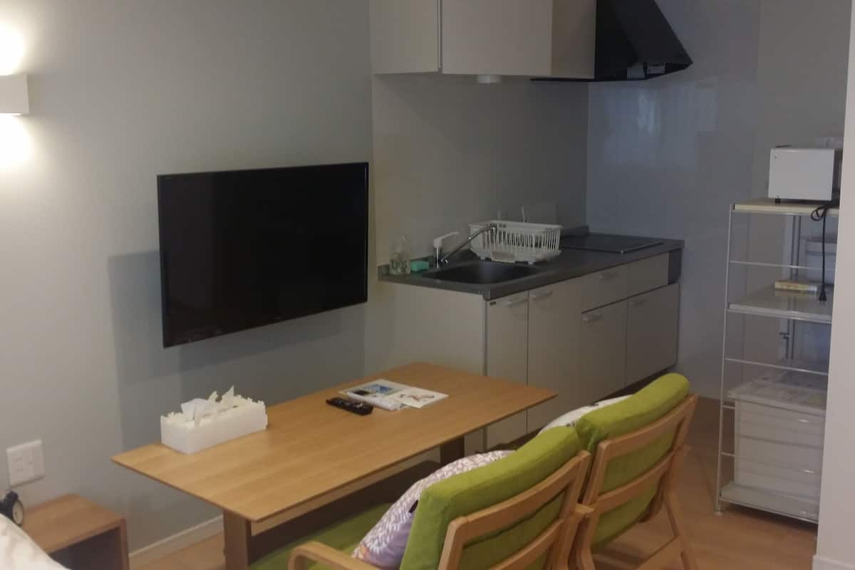 single room | private kitchenette | full-sized fridge, microwave, stovetop, rice cooker
