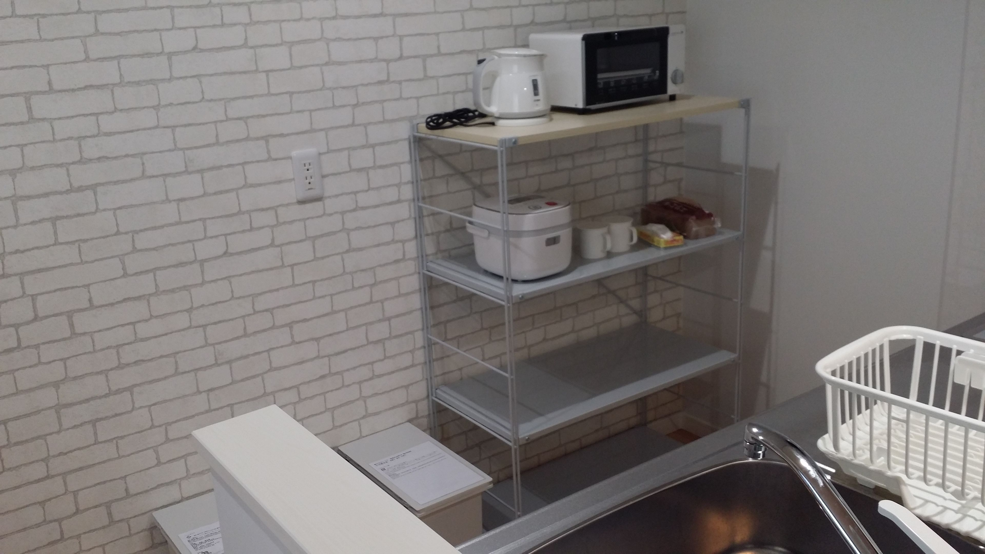 twin room | private kitchenette | full-sized fridge, microwave, stovetop, rice cooker