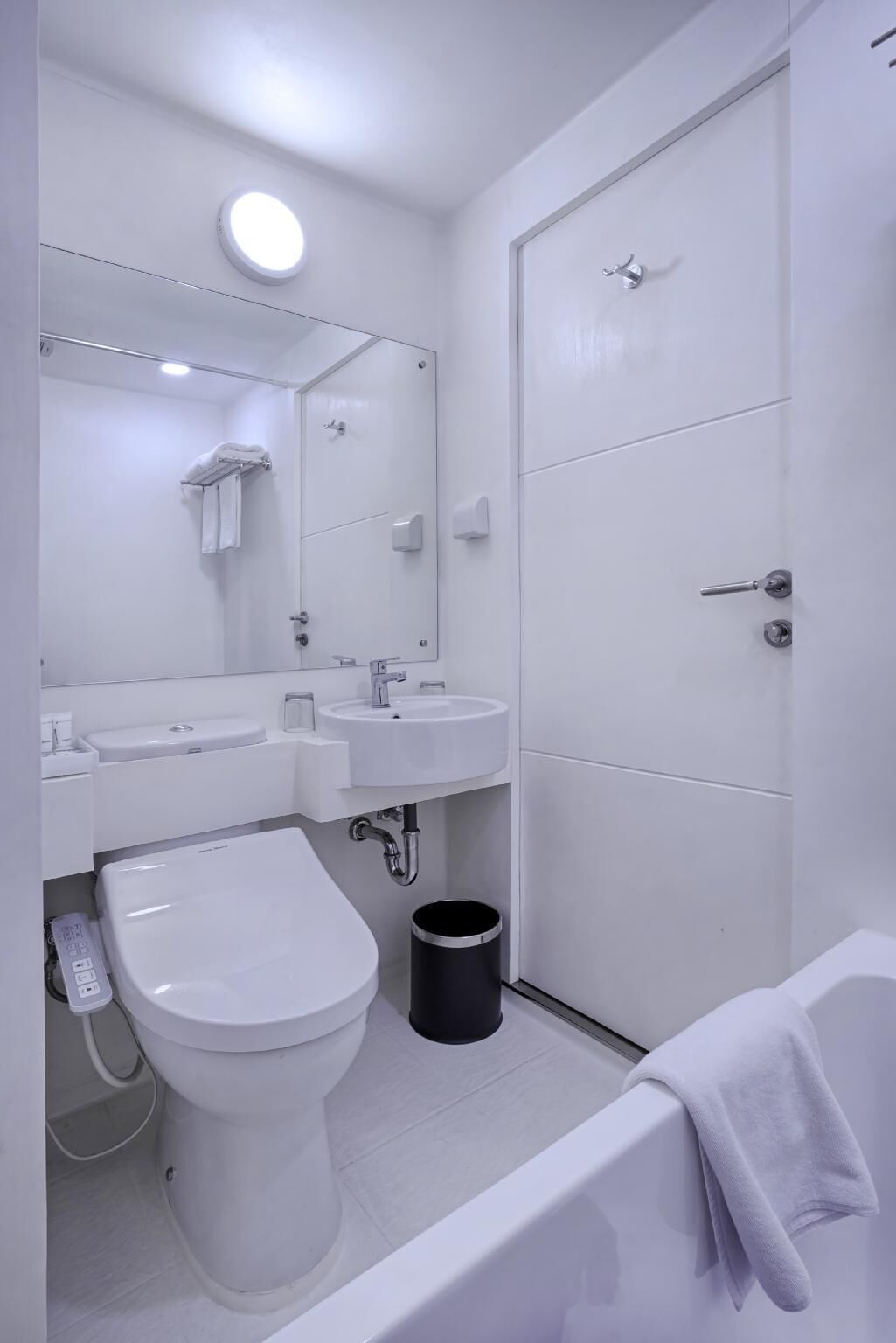 Shower, free toiletries, slippers, towels