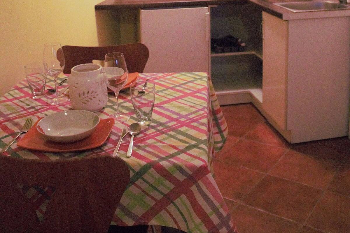 Apartment (Ground Floor) | Private kitchen | Full-size fridge, stovetop, cookware/dishes/utensils