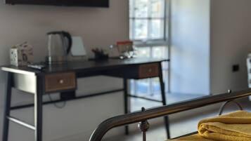 Premium bedding, desk, iron/ironing board