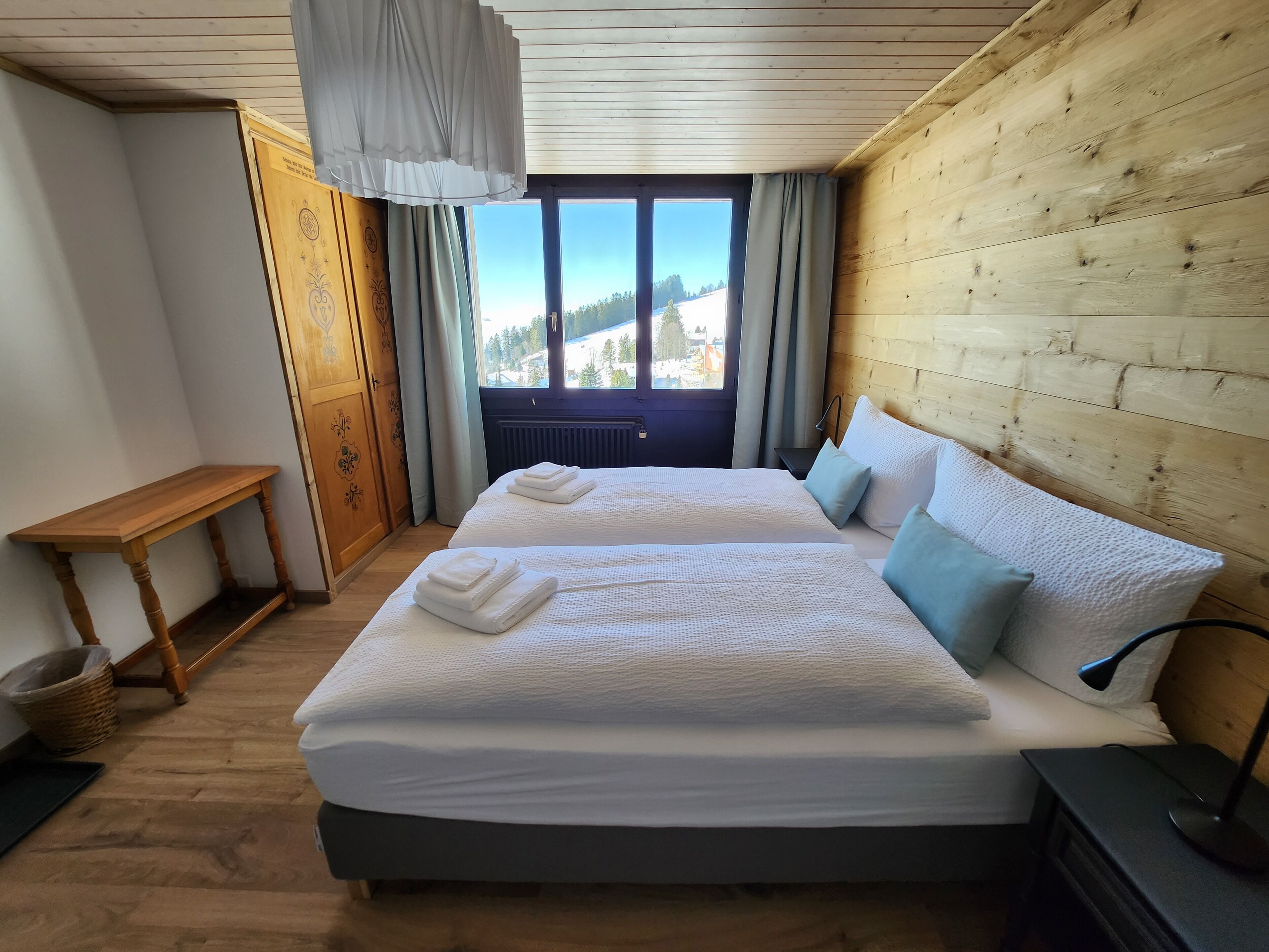 Premium bedding, desk, laptop workspace, free WiFi