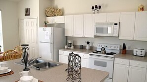 Family Townhome, Hot Tub, Garden Area | Private kitchen | Stovetop, dishwasher, cookware/dishes/utensils - Ov2571 - Windsor Palms Resort - 4 Bed 3 Baths Townhome (Kissimmee)