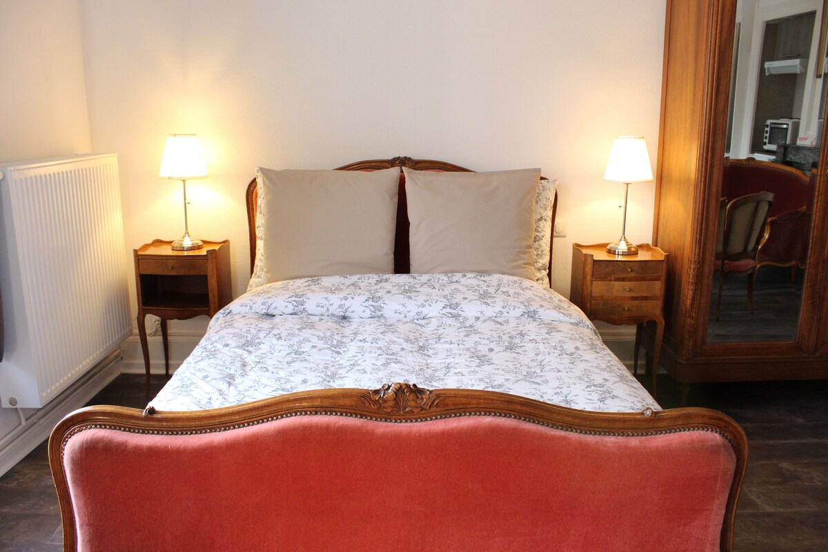Doppelzimmer (Pompadour) | Individuell dekoriert, individuell eingerichtet, Bügeleisen/Bügelbrett