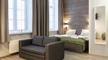Blackout drapes, soundproofing, free WiFi, bed sheets
