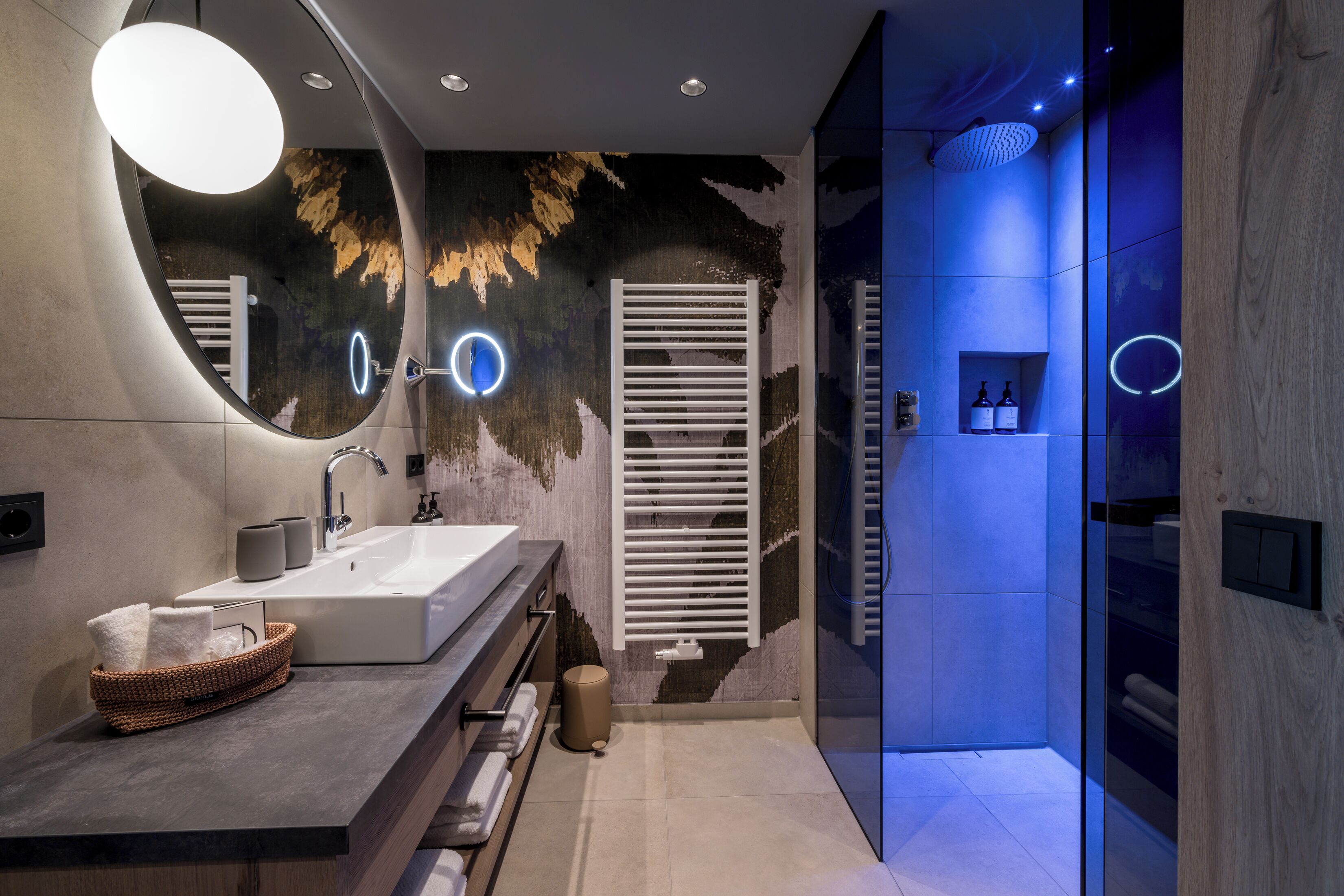 deep-soaking bathtub, free toiletries, hair dryer, bathrobes