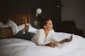 Premium bedding, down duvets, pillow-top beds, individually decorated