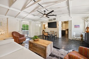 Smart TV, smart speakers, streaming services, music library - Center of it all!- Adobe Cottage Unit A (Palm Springs)