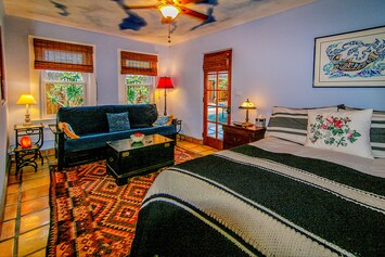Plush queen-size bed, full-size sleeper sofa. The beach footsteps away