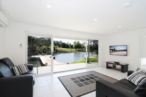 TV, DVD player, books, video library