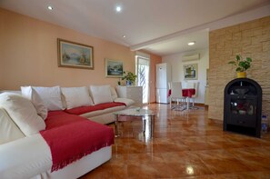 Televisión y chimenea 