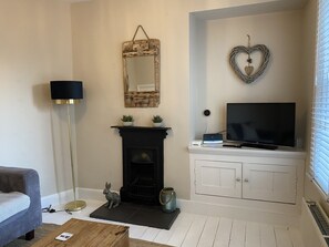 TV, music library, stereo