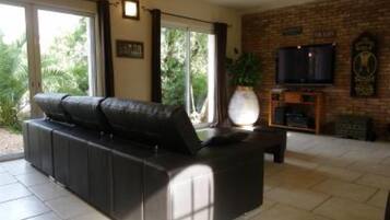 TV, DVD player, table football, books