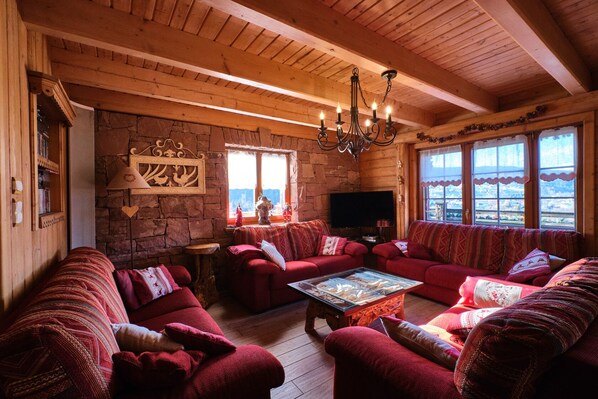 TV, fireplace, DVD player, books