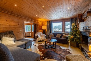 Smart TV, fireplace, DVD player, stereo