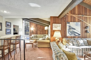 TV, fireplace - Chamonix 21: Walk To The Lifts at Canyon Lodge (Mammoth Lakes)