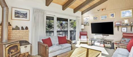 TV, fireplace, stereo